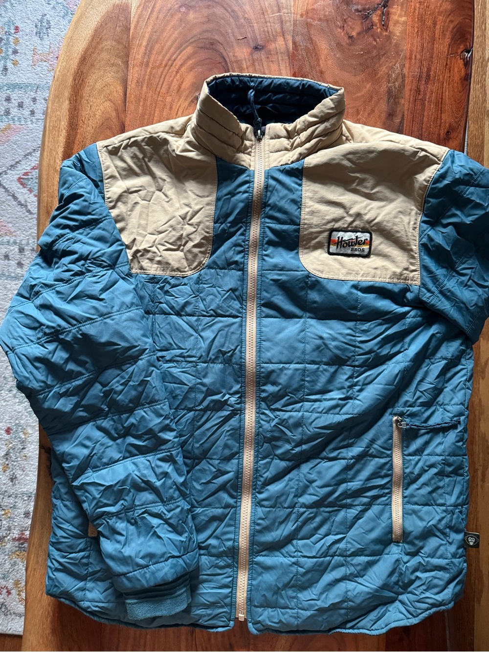 Howler Brothers Spellbinder Insulated Quilted Jacket Teal Tan Large
